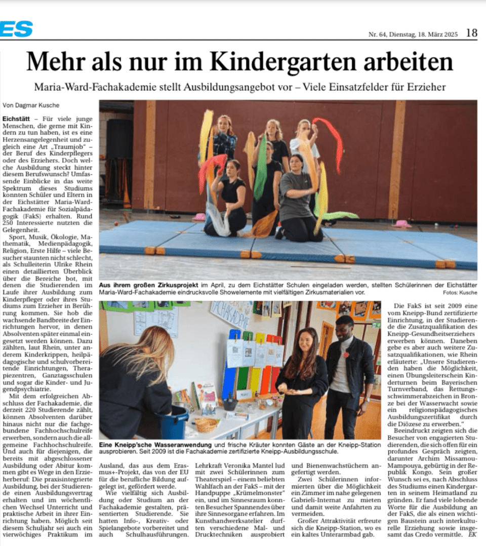 EK Artikel über unseren Tag der offenen Tür am 15.03.2025